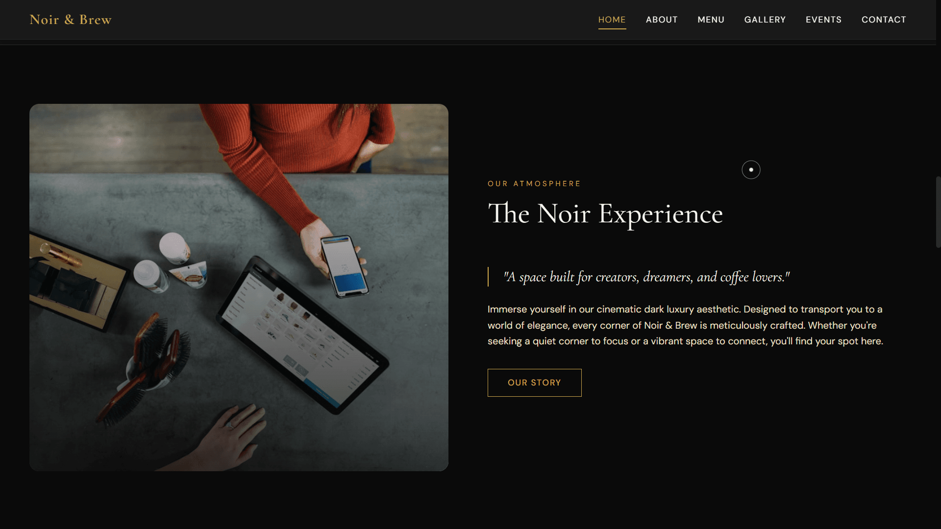 Noir Cafe Interface